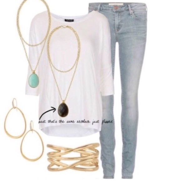 :: Stella & Dot Reversible Sanibel Necklace Gold - Picture 2 of 8